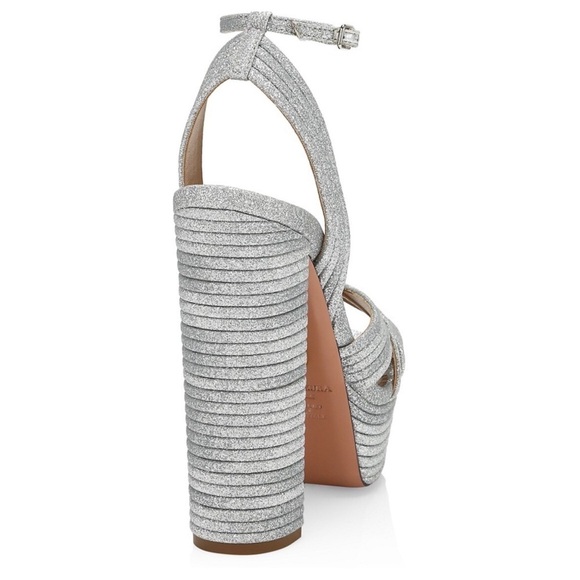 Like New Aquazzura Sundance Platform Glitter Platform Heels - Picture 7 of 15